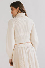Cut Out Turtleneck Sweater in Cream - FINAL SALE
