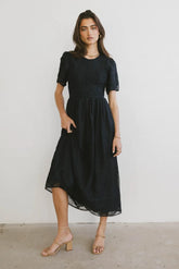 Alora Embroidered Dress in Navy - FINAL SALE