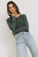 Sailor Ribbed Top in Forest - FINAL SALE