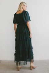 Eugena Ruffled Maxi Dress in Hunter Green - FINAL SALE