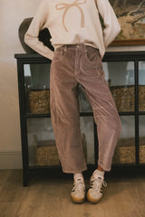 Lisette Barrel Jean in Mauve Courduroy - FINAL SALE