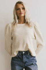 Kelcey Waffle Knit Top in Cream - FINAL SALE