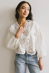 Violet Embroidered Blouse in White - FINAL SALE