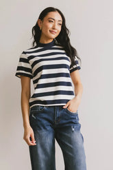 Grenna Striped Top in Navy - FINAL SALE