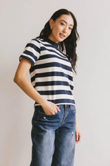 Grenna Striped Top in Navy - FINAL SALE