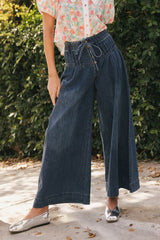 Melanie Wide Leg Pants in Dark Wash - FINAL SALE