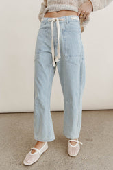 Jocelyn Barrel Jeans in Denim Stripe - FINAL SALE