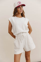 Remi Cutoff Romper in Cream - FINAL SALE
