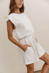 Remi Cutoff Romper in Cream - FINAL SALE