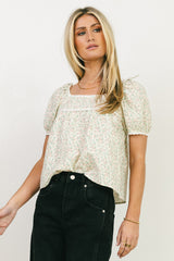 Peony Lace Trim Blouse in Blush - FINAL SALE