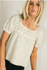 Peony Lace Trim Blouse in Blush - FINAL SALE