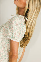 Peony Lace Trim Blouse in Blush - FINAL SALE