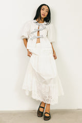 Elvie Peplum Tie Blouse in White - FINAL SALE