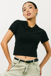 Tillie Reverse Seam Top in Black - FINAL SALE