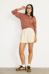 Meli Button Front Knit Sweater in Mauve - FINAL SALE