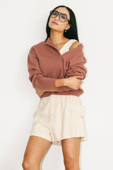Meli Button Front Knit Sweater in Mauve - FINAL SALE