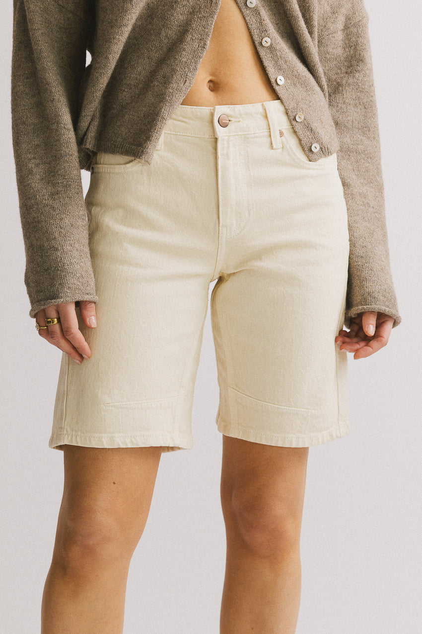Layla Denim Shorts in Ivory - FINAL SALE