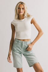 Marlene Denim Shorts in Seafoam - FINAL SALE
