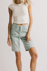 Marlene Denim Shorts in Seafoam - FINAL SALE