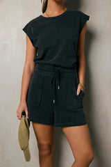 Remi Cutoff Romper in Black - FINAL SALE