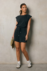 Remi Cutoff Romper in Black - FINAL SALE