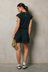 Remi Cutoff Romper in Black - FINAL SALE