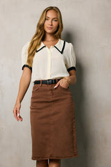 Allison Contrast Button Up - FINAL SALE