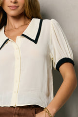 Allison Contrast Button Up - FINAL SALE