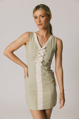Jaclyn Fitted Mini Dress in Sage - FINAL SALE