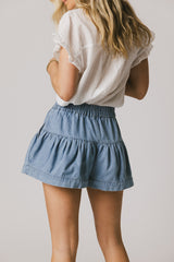 Harpa Tiered Mini Shorts in Denim - FINAL SALE