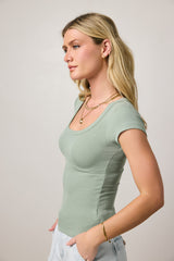 Freya Ribbed Top in Sage - FINAL SALE