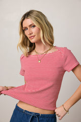 Favor Striped Tee in Red - FINAL SALE
