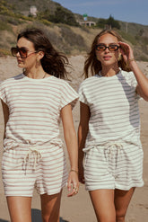 Jessie Striped Shorts in Taupe - FINAL SALE