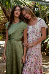 Rosalind Midi Dress in Moss - FINAL SALE
