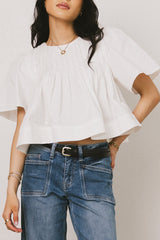 Isha Pleated Top in White - FINAL SALE