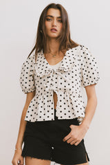 Nova Polka Dot Peplum Top - FINAL SALE