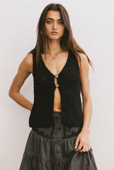 Jean Cardigan Vest in Black - FINAL SALE