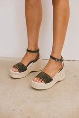Pascha Wedge Sandal in Olive - FINAL SALE