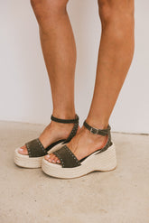 Pascha Wedge Sandal in Olive - FINAL SALE