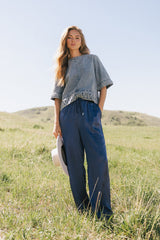 Jana Light Wash Denim Top - FINAL SALE