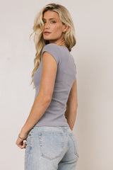 Vestia Button Up Tee in Slate Blue
