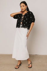 Kara Embroidered Blouse in Black - FINAL SALE