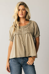 Ryder Ruffle Blouse in Olive - FINAL SALE