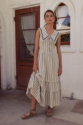 Miya Collared Midi Dress in Natural - FINAL SALE