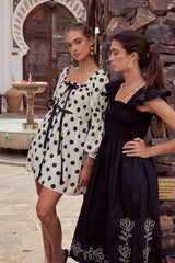 Lane Embroidered Midi Dress in Black - FINAL SALE