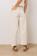 Allison Striped Barrel Jeans in Tan - FINAL SALE