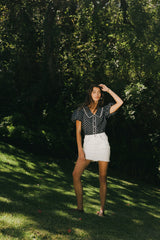 Kayla Collared Blouse in Navy - FINAL SALE