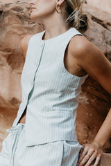 Rosa Striped Vest in Green - FINAL SALE