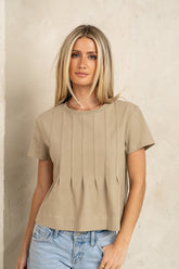 Cattelain Pleated Top in Olive - FINAL SALE