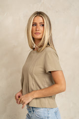 Cattelain Pleated Top in Olive - FINAL SALE